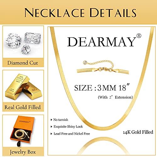 DEARMAY Gold Herringbone Necklace for Women Dainty Gold Necklace for Women Simple Gold Chain Choker Necklace for Women Minimalist Thin Snake Chain Necklaces for Teen Girl Gifts