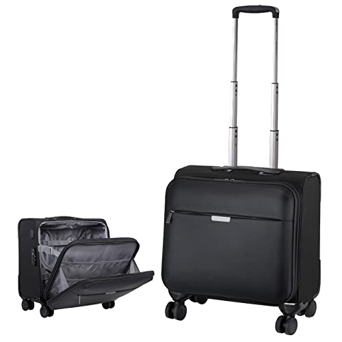 Hanke 18 Inch Softside Airline Approved Carry On Luggage Suitcases with Wheels,Travel Luggage Lightweight Square Suitcase with Lock TSA Rolling Luggage Bag with USB Port for Business Trip Men Women