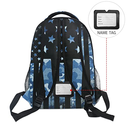 Kcldeci American Flag Camouflage Kids Backpack for Boys Girls Camo USA Flag Patriotic Elementary Backpacks Purse School Bag Book Bags for Toddler Travel