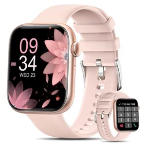 smart watch women(answer/make calls), 2023 newest 1.8'' bluetooth smart watch for android iphones, 5atm waterproof outdoor fitness tracker with ai voice/heart rate/spo2/sleep monitor, smartwatch pink