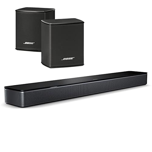 Bose Smart Soundbar 300 Bluetooth Wi-Fi Voice Control, Black Bundle Wireless Surround Speakers and SoundTouch Black, Pair