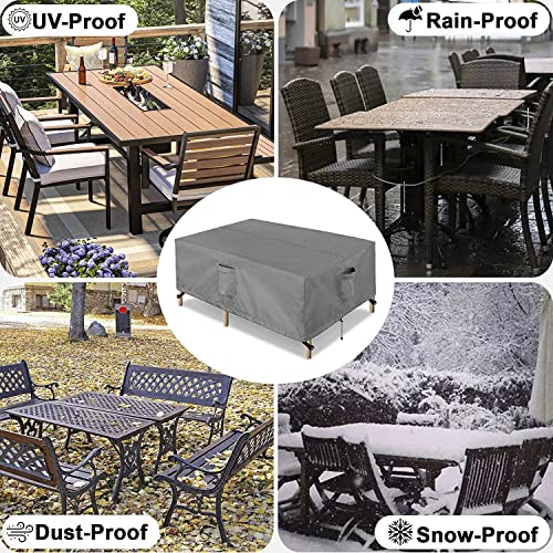 OutdoorLines Outdoor Waterproof Patio Table Furniture Set Covers - Rectangle Couch Sectional Cover Outside Weatherproof Patio Furniture Covering for Deck, Lawn and Backyard 126"L x 63"W x 28"H, Gray