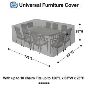 OutdoorLines Outdoor Waterproof Patio Table Furniture Set Covers - Rectangle Couch Sectional Cover Outside Weatherproof Patio Furniture Covering for Deck, Lawn and Backyard 126"L x 63"W x 28"H, Gray