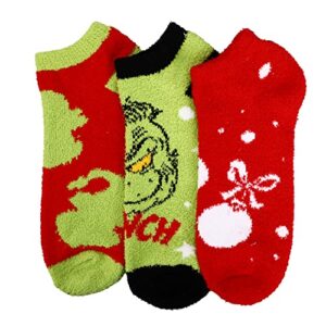 Bioworld The Grinch Face & Ornament Women's 3-Pack Ankle Socks