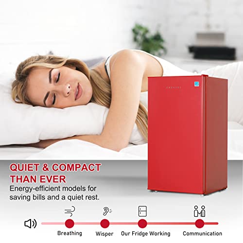 Frestec 3.1 CU' Mini Refregiator, Compact Refrigerator, Small Refrigerator with Freezer, Red (FR 310 RED)