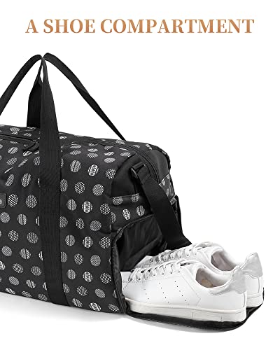 Marvolia Small Gym Bag for Women - Duffle Bag for Travel Weekender Bag with Shoe Compartment Carry on Bag for Women - Black