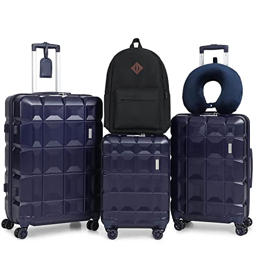 imiomo 3 Piece Luggage set Clearance, Travel Suitcase with Spinner Wheels TSA lock, Hardshell Lightweight Suitcase set for men and women (NAVY, 20/24/28)