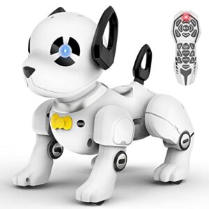 remote control robot dog toy, programmable smart interactive robotic pets, rc stunt robot toys dog imitates animals music dancing handstand push-up follow functions for kids boys girls