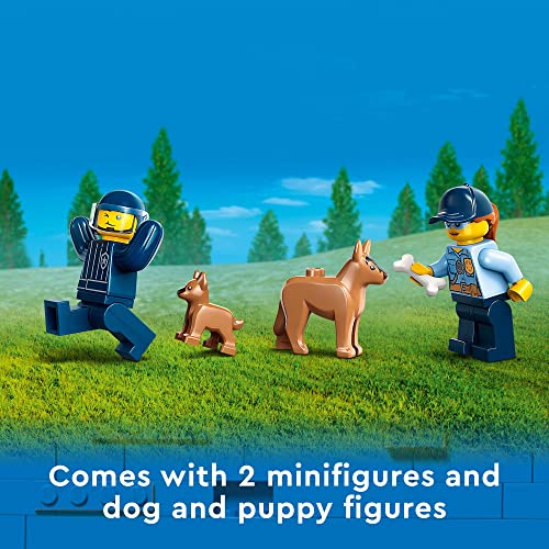 LEGO City Mobile Police Dog Training 60369, SUV Toy Car with Trailer, Obstacle Course and Puppy Figures, Animal Playset for Boys and Girls Ages 5 Plus