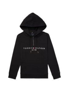 tommy hilfiger women's adaptive logo hoodie with zipper closure, dark sable, m