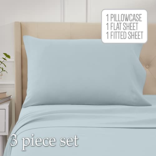 lalaLOOM Twin Bed Sheet Set, Soft Microfiber Hotel Luxury Bedding, Extra Deep Pocket, 3 Piece Sheets and Pillowcase Sets, Breathable Wrinkle, Fade Resistant, Easy Care Machine Washable Linen, Sea Blue