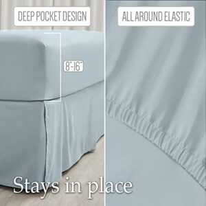 lalaLOOM Twin Bed Sheet Set, Soft Microfiber Hotel Luxury Bedding, Extra Deep Pocket, 3 Piece Sheets and Pillowcase Sets, Breathable Wrinkle, Fade Resistant, Easy Care Machine Washable Linen, Sea Blue