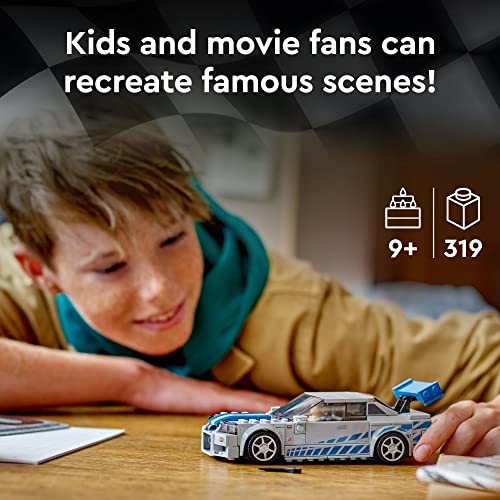 LEGO Speed Champions 2 Fast 2 Furious Nissan Skyline GT-R (R34) 76917 Race Car Toy Model Building Kit, Collectible with Racer Minifigure, 2023 Set for Kids