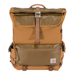 carhartt nylon roll top, heavy-duty water-resistant backpack, brown, one size