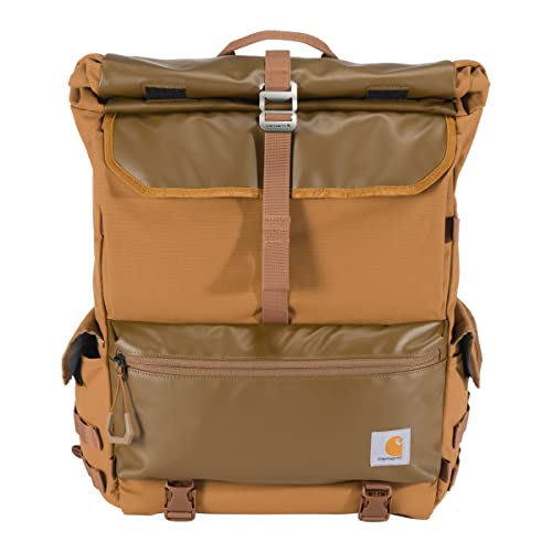 Carhartt Nylon Roll Top, Heavy-Duty Water-Resistant Backpack, Brown, One Size