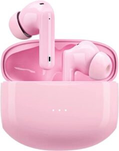 active noise cancelling wireless earbuds in-ear bluetooth headphones, ipx7 waterproof hi-fi stereo earphones for smart phone computer laptop (pink)