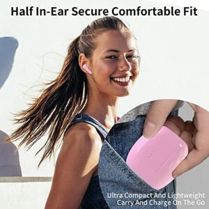 Active Noise Cancelling Wireless Earbuds in-Ear Bluetooth Headphones, IPX7 Waterproof Hi-Fi Stereo Earphones for Smart Phone Computer Laptop (Pink)