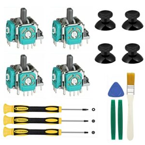 4pcs replacement thumbsticks for xbox one s/x controller, 3d joystick parts analog caps with full repair tools kit, t6 t8 t10 screwdriver