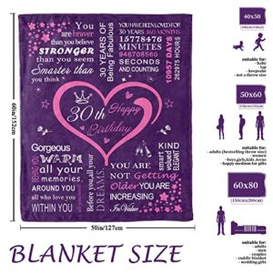 FTEFueie 30th Birthday Gifts for Women Blanket 50"x60", 30th Birthday Gifts Ideas, 1993 Birthday Gifts Throw Blanket Women, 30th Birthday Gifts for Sister Wife Mom, 30-Year-Old Birthday Gift Ideas