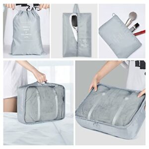 Packing Cubes for Suitcase, Sightor 8 Set Travel Luggage Organizers Packing Bags with Shoe Storage Bag Toiletry Bag for Clothes Cosmetics Travel Accessories (Grey)