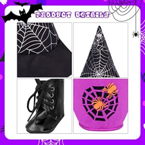 Halloween 18 Inch Doll Clothes and Accessories Halloween Doll Costumes Outfits Spider Theme with Dress, Shoes, Spider Trick or Treat Bag and Witch Hat for 18 Inch Doll Halloween Costumes