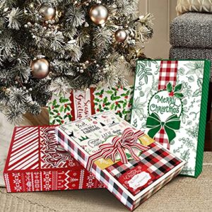 Party Funny 12Christmas Gift Wrap Boxes Bulk with Lids, 12 Tissue paper and 80 Count Foil Christmas Tag Stickers for Wrapping Large Clothes (Shirts，Tshirt) and Xmas Holiday Present