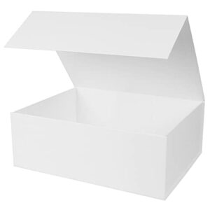 aimyoo white collapsible gift box with magnetic closure lids 13.8x9x4.3 in, large bridesmaid groomsman proposal boxes, rectangle present box for graduation birthday storage 1 pack