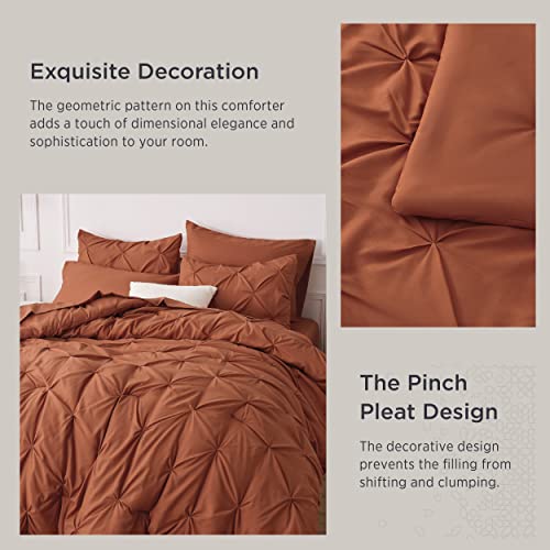 Bedsure Queen Comforter Set - Bed in a Bag Queen 7 Pieces, Pintuck Bedding Sets Burnt Orange Bed Set with Comforter, Sheets, Pillowcases & Shams