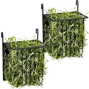 2 pcs pet hay feeder guinea pig metal hookable manger rabbit feeder hay holder for rabbits hanging hay rack timothy hay for guinea pig bunny chinchilla small animal cage, 7.3 x 6.7 x 4.3 inch
