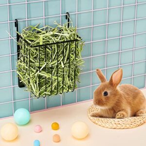 2 Pcs Pet Hay Feeder Guinea Pig Metal Hookable Manger Rabbit Feeder Hay Holder for Rabbits Hanging Hay Rack Timothy Hay for Guinea Pig Bunny Chinchilla Small Animal Cage, 7.3 x 6.7 x 4.3 Inch