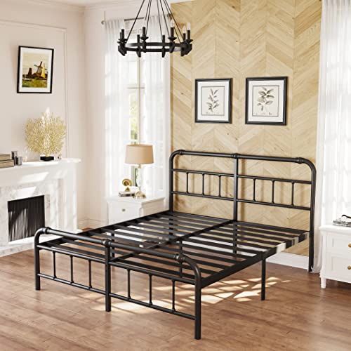 Artimorany California King Bed Frame with Headboard and Footboard,14 inch High, 3500 Pounds Heavy Duty Mattress Platform No Box Spring Needed, Easy to Assemble, Noise Free(Black)