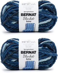 bernat blanket extra teal dreams yarn - 2 pack of 300g/10.5oz - polyester - 7 jumbo - 97 yards - knitting, crocheting, crafts & amigurumi, chunky chenille yarn