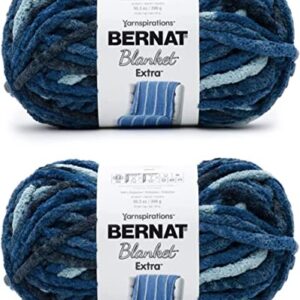 Bernat Blanket Extra Teal Dreams Yarn - 2 Pack of 300g/10.5oz - Polyester - 7 Jumbo - 97 Yards - Knitting, Crocheting, Crafts & Amigurumi, Chunky Chenille Yarn