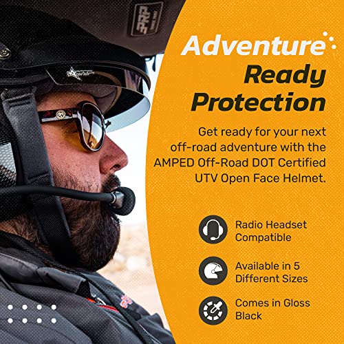 AMPED Off-Road DOT Certified UTV Open Face Helmet - Lightweight Composite Open Face Helmet for Off-Road Adventures (X-Large)