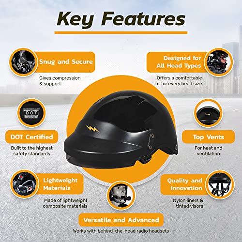 AMPED Off-Road DOT Certified UTV Open Face Helmet - Lightweight Composite Open Face Helmet for Off-Road Adventures (X-Large)