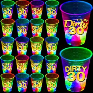40 pcs glow birthday party supplies,dirty 30 cups,glowing cups,light up night event favor for 30th,birthday decorations(dirty & it my dirty 30) 16oz flashing cups count (pack of 1)