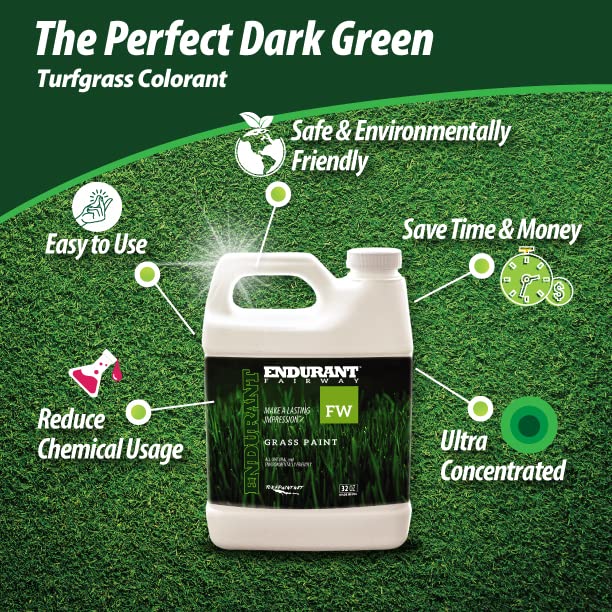 Endurant Green Grass Paint for Lawn and Fairway Treats Dry or Patchy Lawn – Pet Friendly Eco-friendly Lawn Spray Paint and Turf Grass Dye (32 oz, Fairway)