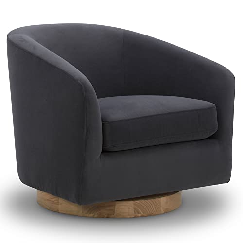 CHITA Swivel Velvet Accent Chair Armchair, Round Barrel Chair in Fabric for Living Room Bedroom, Grey