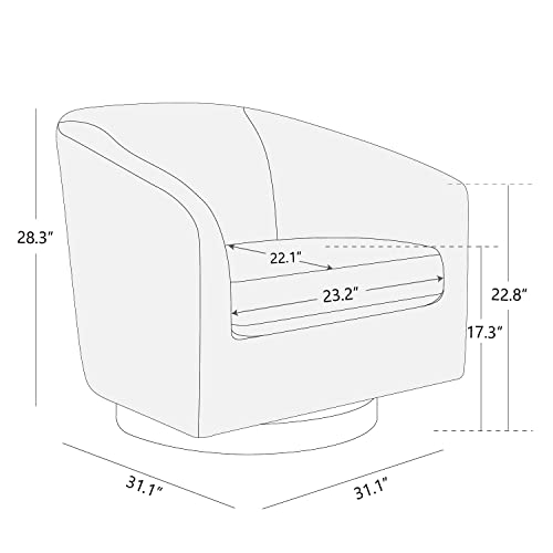 CHITA Swivel Velvet Accent Chair Armchair, Round Barrel Chair in Fabric for Living Room Bedroom, Grey