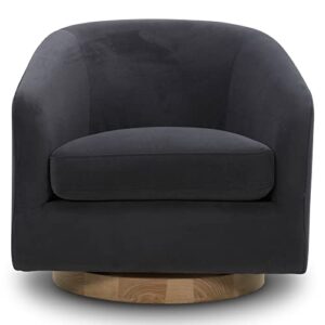 CHITA Swivel Velvet Accent Chair Armchair, Round Barrel Chair in Fabric for Living Room Bedroom, Grey