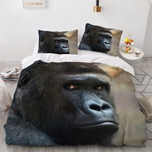 quilt cover twin size gorilla 3d bedding sets animal duvet cover breathable hypoallergenic stain wrinkle resistant microfiber with zipper closure,beding set with 2 pillowcase