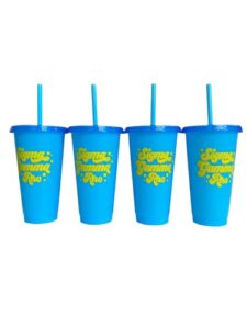 sorority shop sigma gamma rho glitter color changing cups - pack of 4 reusable cups with lids and straws, sigma gamma rho cup, perfect size 24 oz tumbler cups, with cool retro design logo