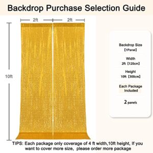 Gold Sequin Backdrop Curtain 4x10ft Glitter Backdrop Curtain for Wedding Birthday Party Home Decoration Thick and Opaque Background Drapes 2 Panel 2x10ft