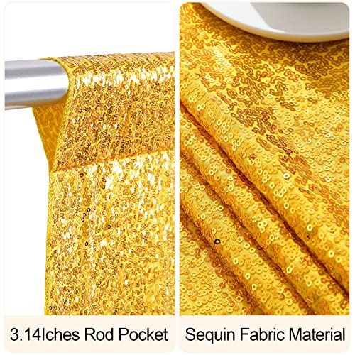 Gold Sequin Backdrop Curtain 4x10ft Glitter Backdrop Curtain for Wedding Birthday Party Home Decoration Thick and Opaque Background Drapes 2 Panel 2x10ft