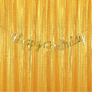 Gold Sequin Backdrop Curtain 4x10ft Glitter Backdrop Curtain for Wedding Birthday Party Home Decoration Thick and Opaque Background Drapes 2 Panel 2x10ft