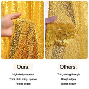 Gold Sequin Backdrop Curtain 4x10ft Glitter Backdrop Curtain for Wedding Birthday Party Home Decoration Thick and Opaque Background Drapes 2 Panel 2x10ft