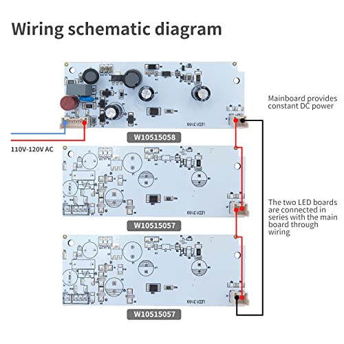 MAHUIBIN Update W10515058 W10515057 Compatible with Whirlpool Kenmore Maytag Freezer/Refrigerator led Light Replacement,Bulb repalce WPW10515058(1)+WPW10515057(2),3pcs in one,no-Include Plastic Cover