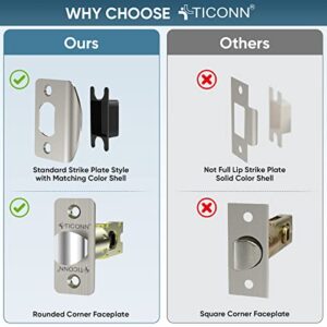 TICONN Door Handle Heavy Duty, Reversible Square Door Lever for Bedroom, Bathroom and Rooms (Satin Nickel, Privacy)