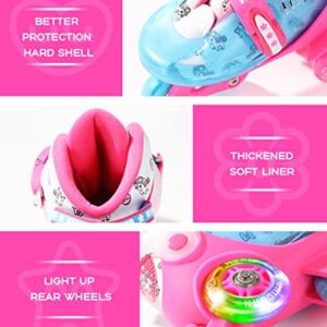 HYKID Toddler Roller Skates, 4 Adjustable Sizes, Fun Illuminating, Safety Three-Point Type, Breathable Upper, Beginners' Roller Skates for Girls Boys Kids (Unicorn Rose Pink, XS-Small,8C-11C)