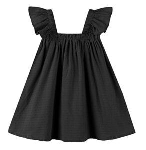 lnkxrty baby girls cotton dress sleeveless swiss dot dress toddler a-line casual dress sleeveless baby cute party dresses 688 black 120